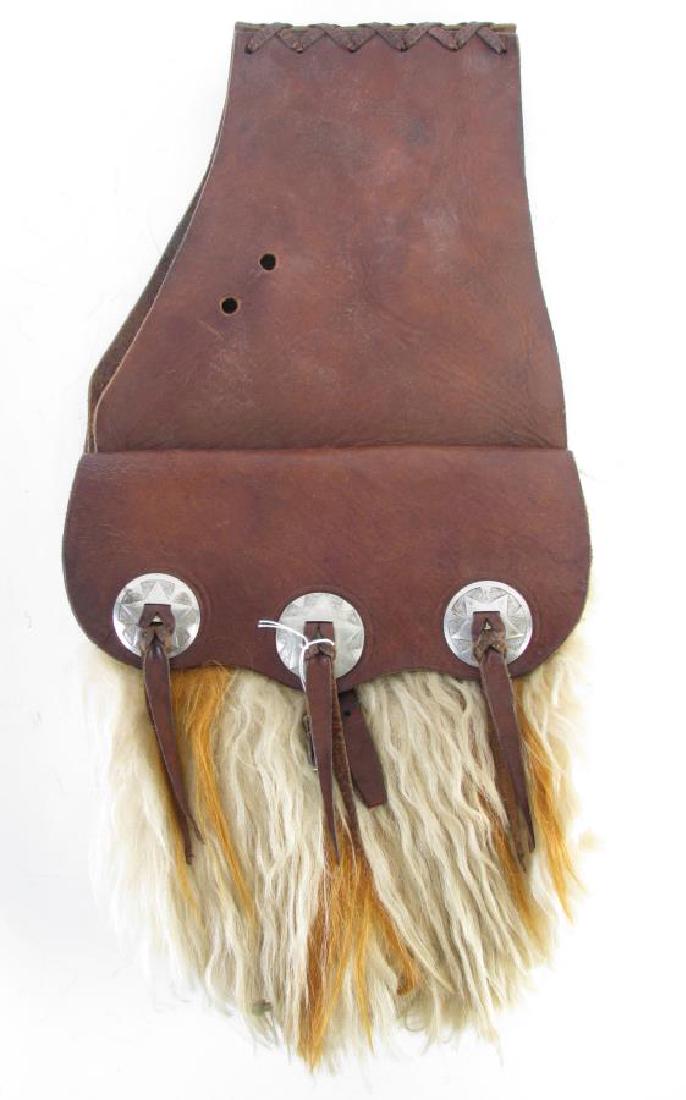 Pair of Leather and Angora Western Saddle Bags (1 of 3)