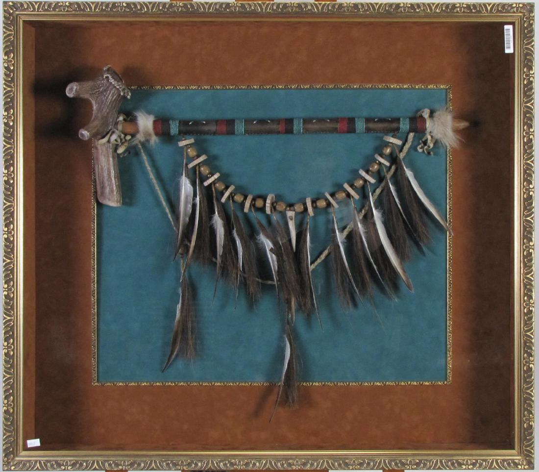 Framed Native American Ceremonial Pipe (1 of 2)