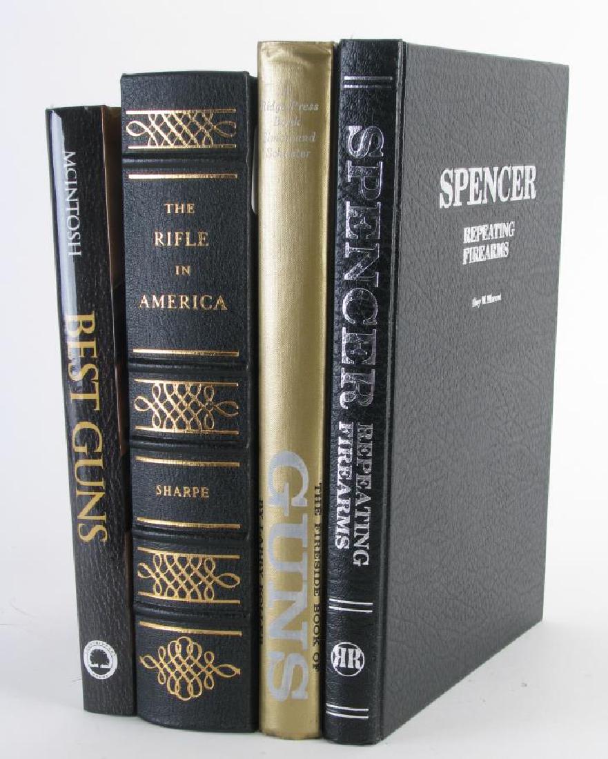 Group of Hard Cover Firearm Books: Group of Hard Cover Firearm Books, four total including: "Spencer Repeating Firearms" by Roy M. Marcot, 316 pages; "Best Guns" by Michael McIntosh, 418 pages; "The Rifle in America", by Philip B. Shar