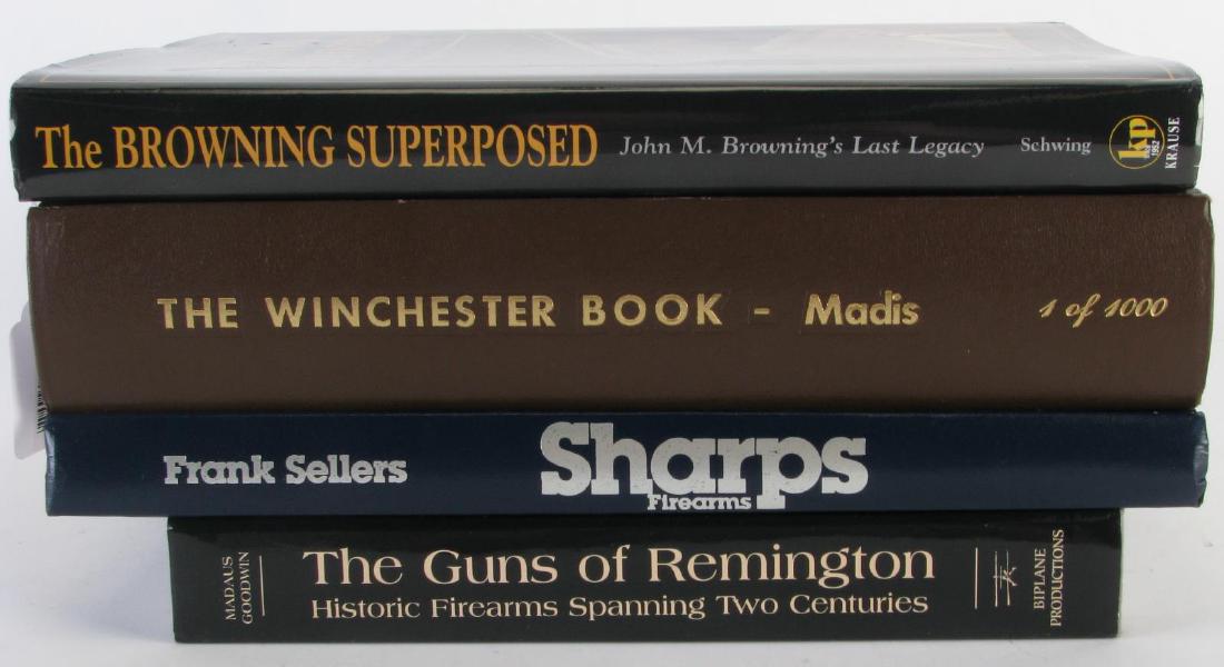 Group of Hard Cover Firearm Books: Group of Hard Cover Firearm Books, four total including: "Sharps Firearms", by Frank Sellers, 358 pages; "The Winchester Book", by George Madis, 1 of 1000, title page signed by the author, 655 pages; 