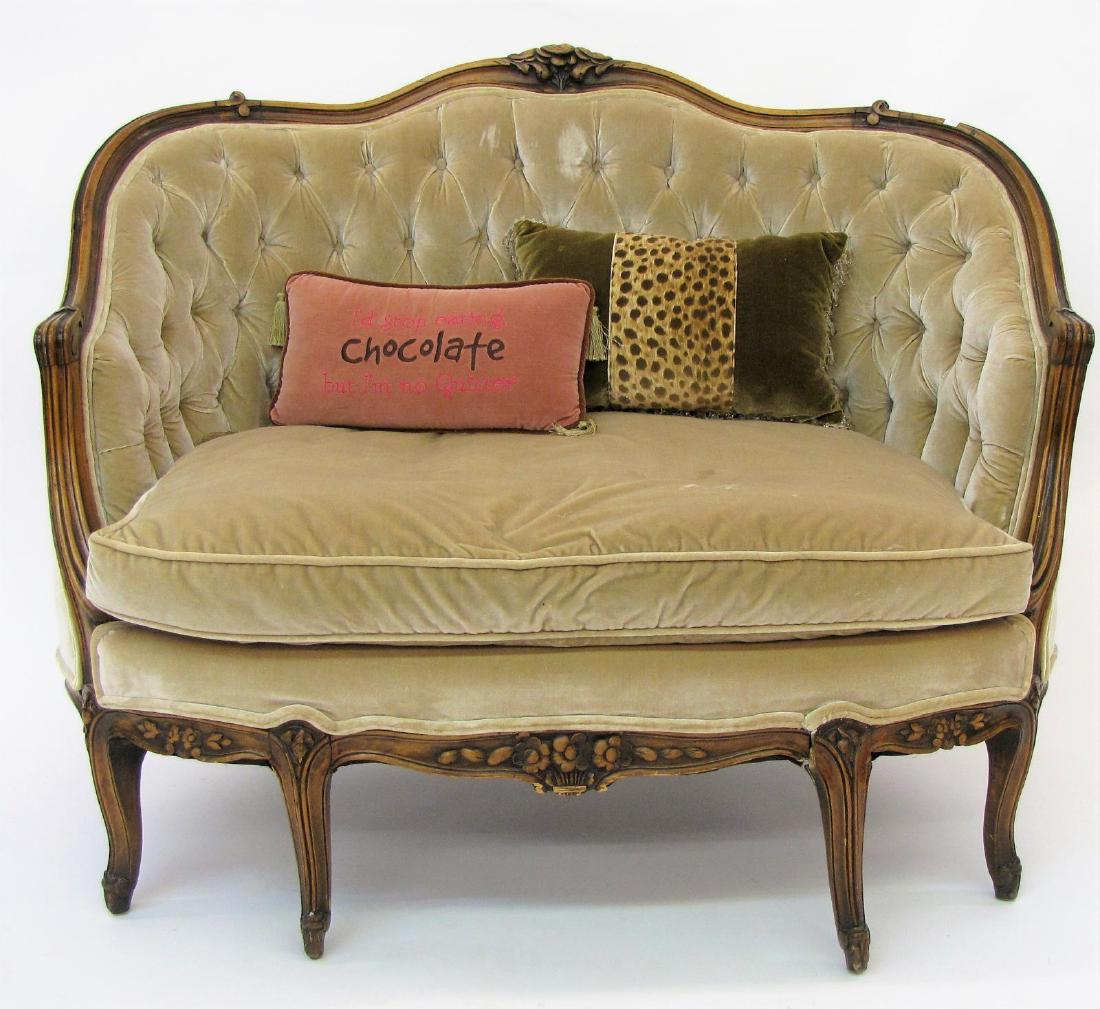 French Style Upholstered Settee (1 of 6)