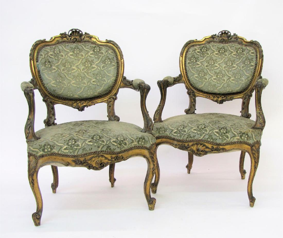 Pair of French Louis XVI Style Bergeres (1 of 7)
