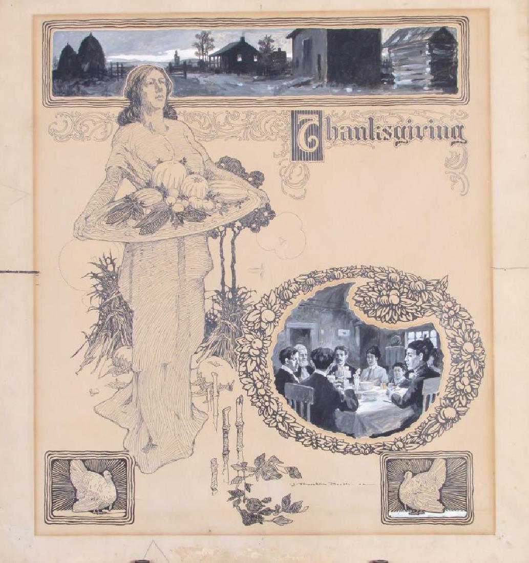 J Franklin Booth 21x18 Ink/Gouache Thanksgiving Il (1 of 2)
