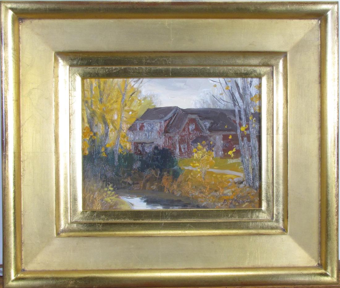 David Slonim 6x8 O/B "The Gingerbread House": David Slonim (IN, b 1966) 6x8 , O/B , signed lower right , "The Gingerbread House" , Depicting: house at Charley Creek