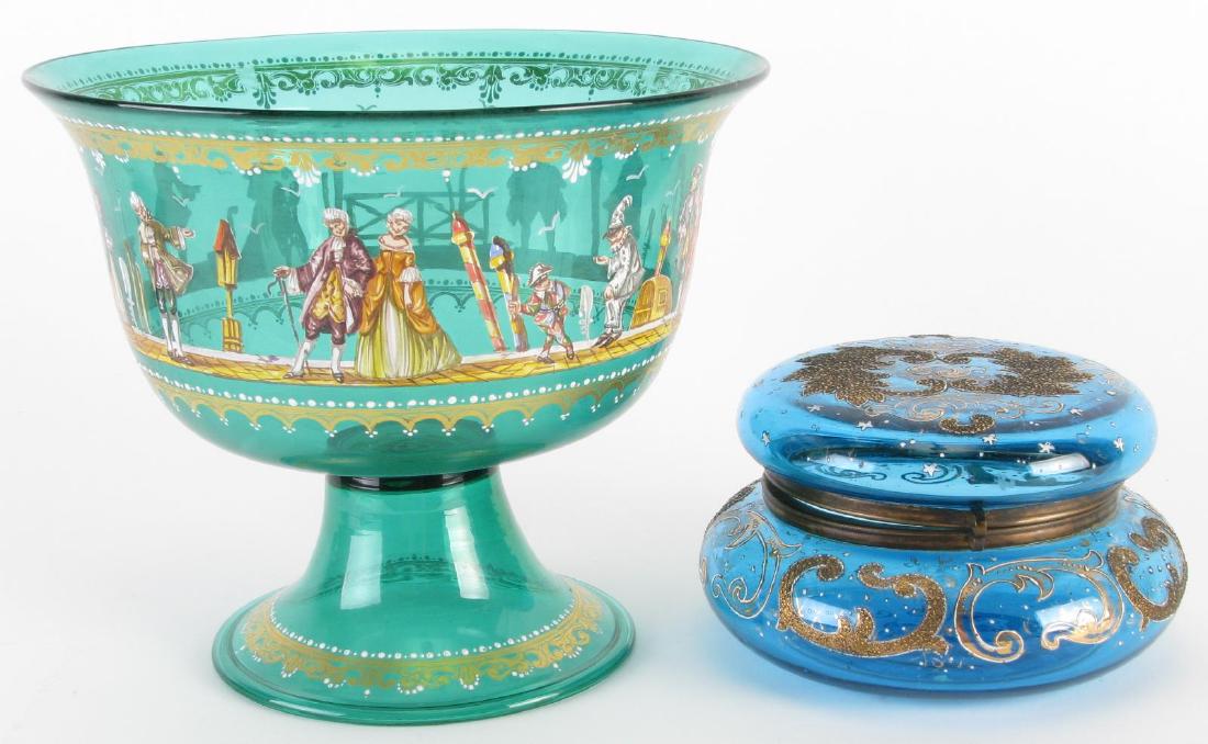 Victorian Glass Dresser Box and Pedestal Bowl (1 of 9)