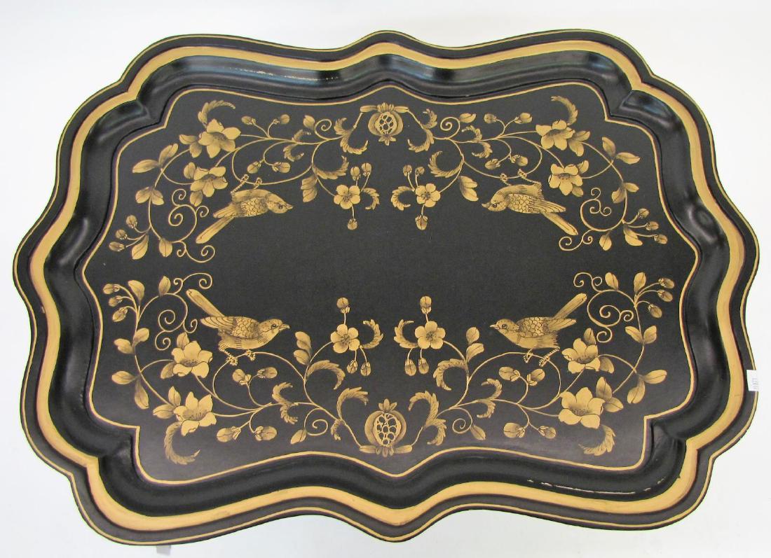 Tole Painted Tea Tray with Stand (1 of 3)