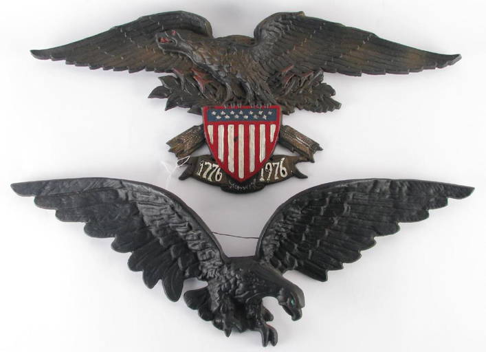 Two Cast Iron Eagle Wall Plaques