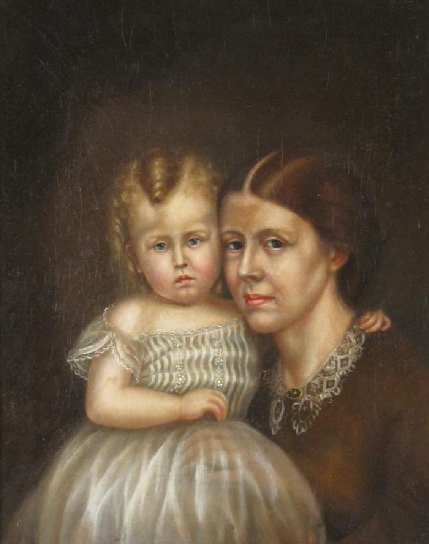 Manner of Jacob Cox 20x16 O/C Portrait, Woman & Ch: Manner of Jacob Cox (IN, 1810-1892) 20x16 , O/C , unsigned , Portrait, Woman & Child Condition: prior restoration and relining period style frame; size as framed 27.5 x 23.5