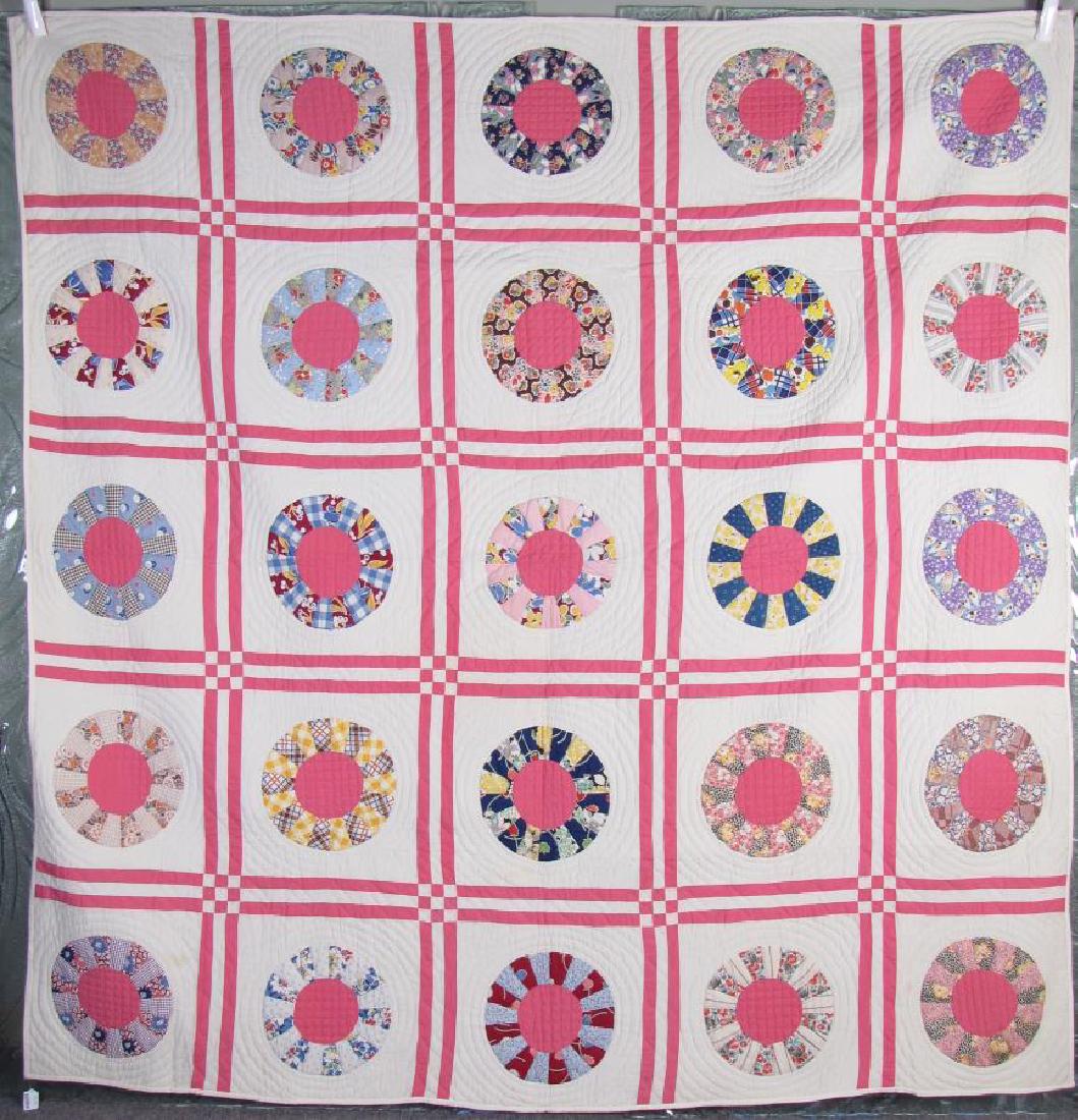 Vintage Handmade Pattern Quilt: A vintage handmade pattern quilt, Wagon Wheel, 84" x 80"