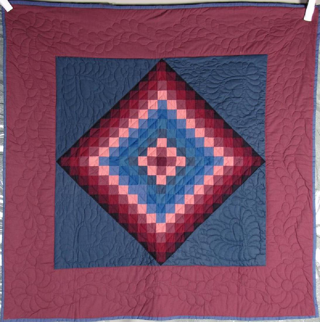 Contemporary Handmade Crib Quilt: A contemporary handmade crib quilt, 52" x 52", triangle and square