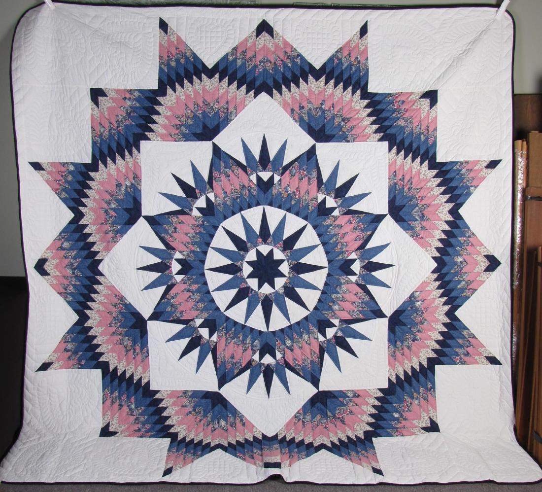 Contemporary Handmade Pattern Quilt: Contemporary Handmade Pattern Quilt, compass/star pattern, 104 x 101 inches
