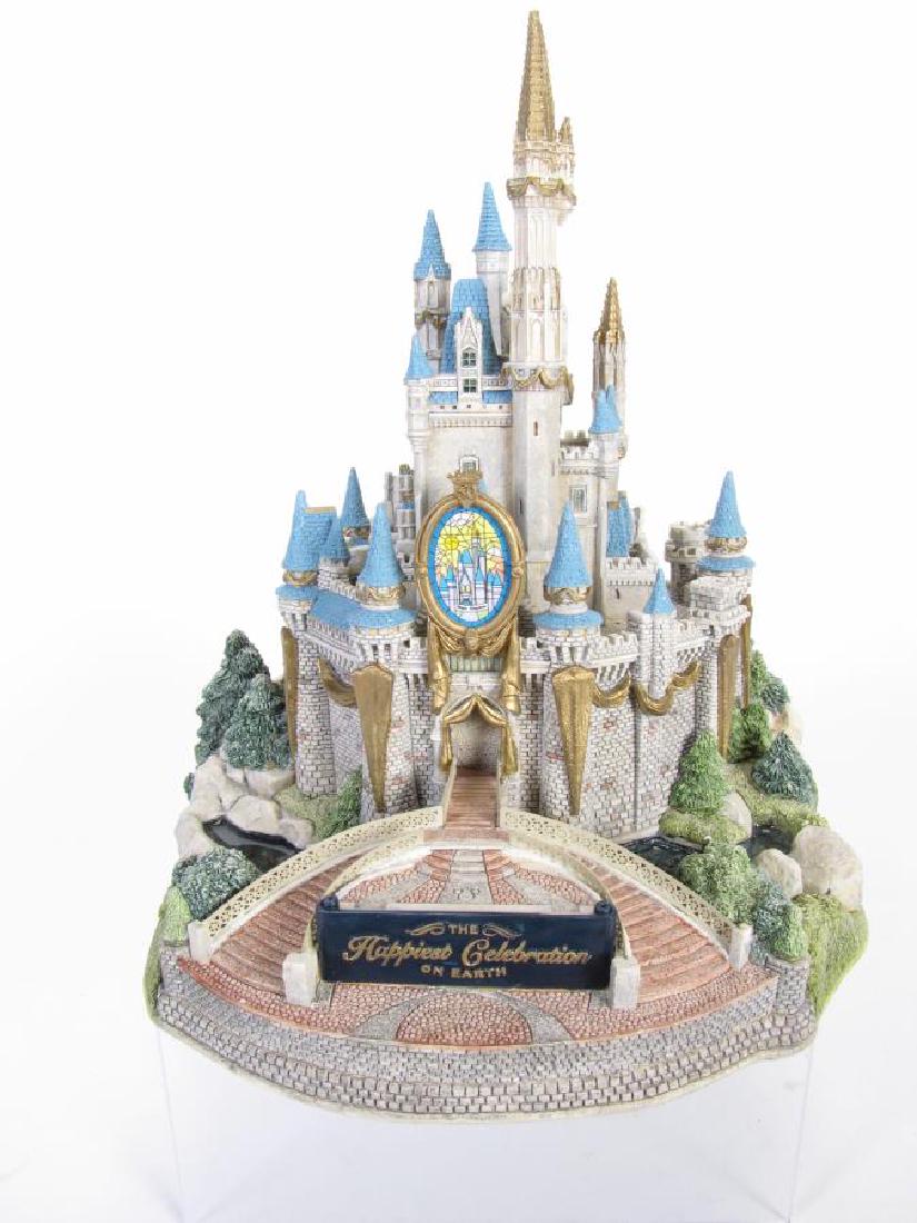 Ray Day Cinderella's Castle, Artist Signed: Ray Day Cinderella's Castle, Artist Signed, "The Happiest Place on Earth" sculpture, depicting castle and surrounding landscape, hand signed by Rad Day and Lilliput Lane's founder in marker on undersi
