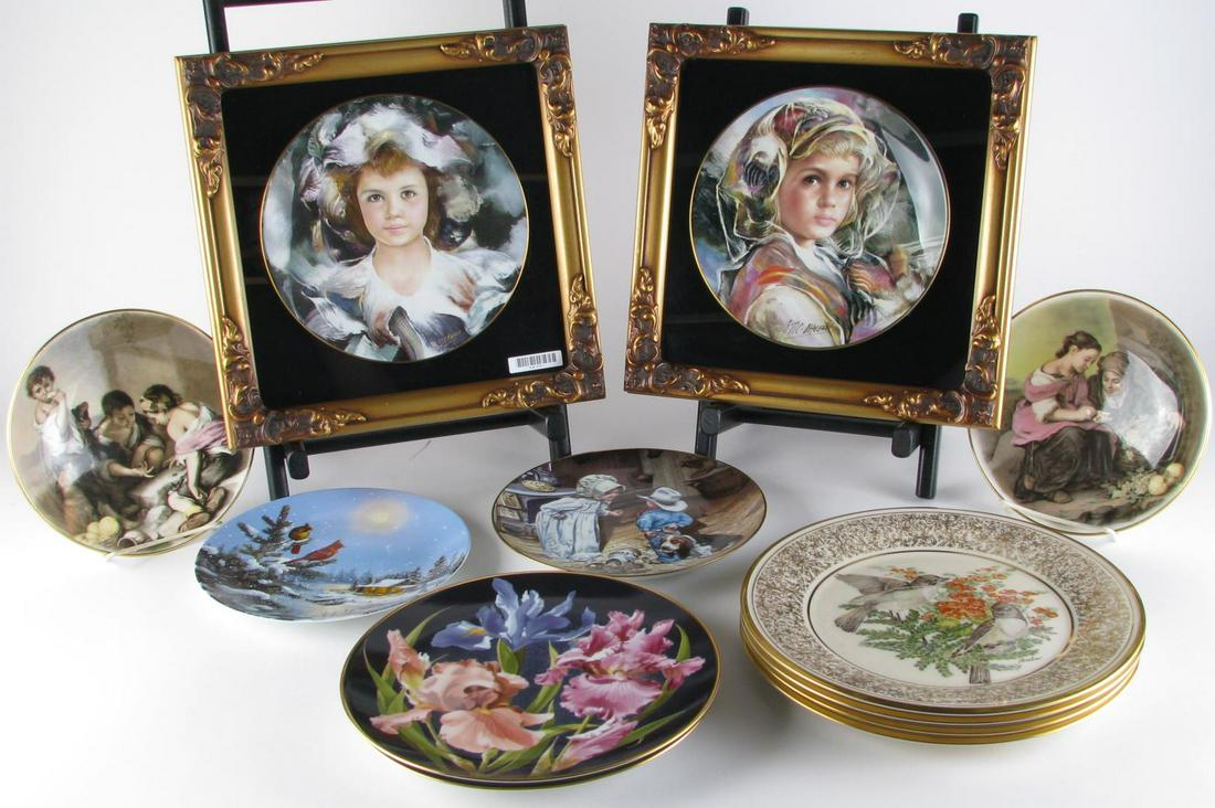 Porcelain Collector's Plates: Twelve porcelain collector's plates including four Lenox Annual Limited Edition Boehm Birds; two Staffordshire plates from the "Street Urchin" series; two "Anna Perenna, Iris" plates, limited edition 