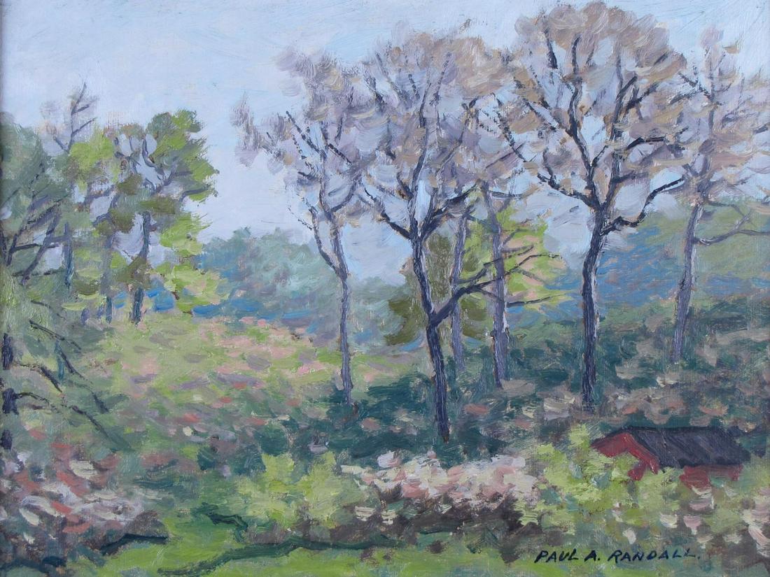 Paul A. Randall 12x16 O/B Brown Co. Spring: Paul A. Randall (IN, 1879-1933) 12x16 , O/B , SLR , Brown Co. Spring , Depicting: Brown Co. Spring Landscape