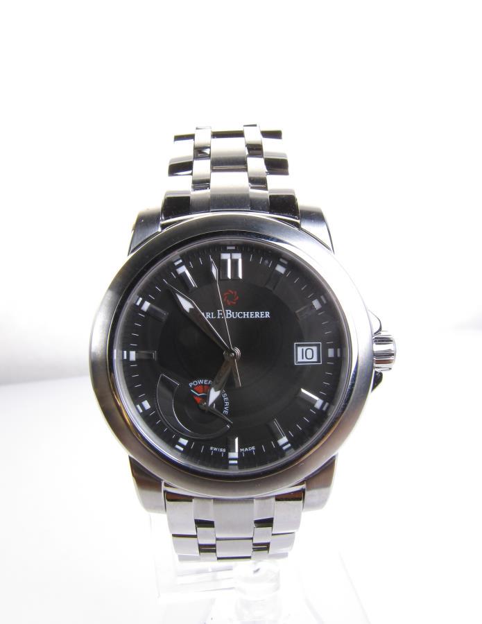 Carl F. Bucherer Patravi Watch, New, Warranty: New Carl F. Bucherer Patravi automatic stainless steel wristwatch with power reserve, black dial and full warranty