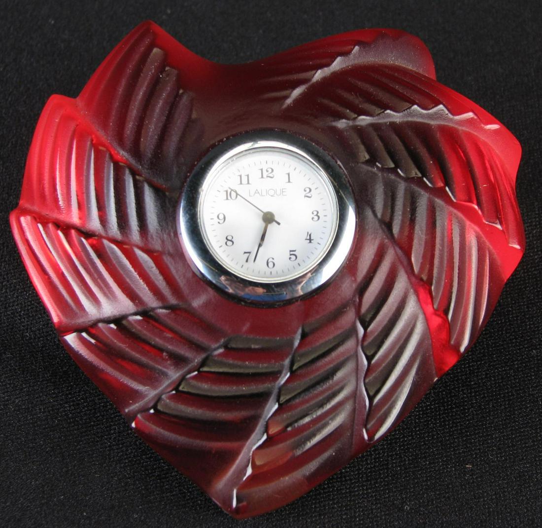 Lalique 'St Valentin' Crystal Clock (1 of 3)