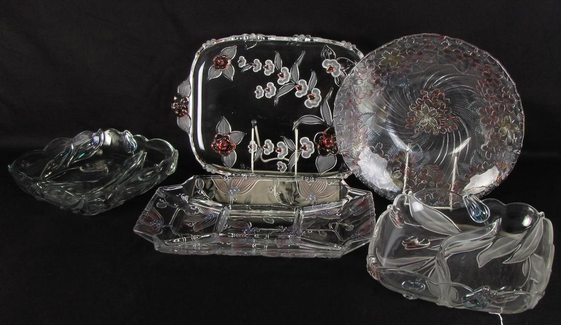 Five decorated glass serving dishes (1 of 8)