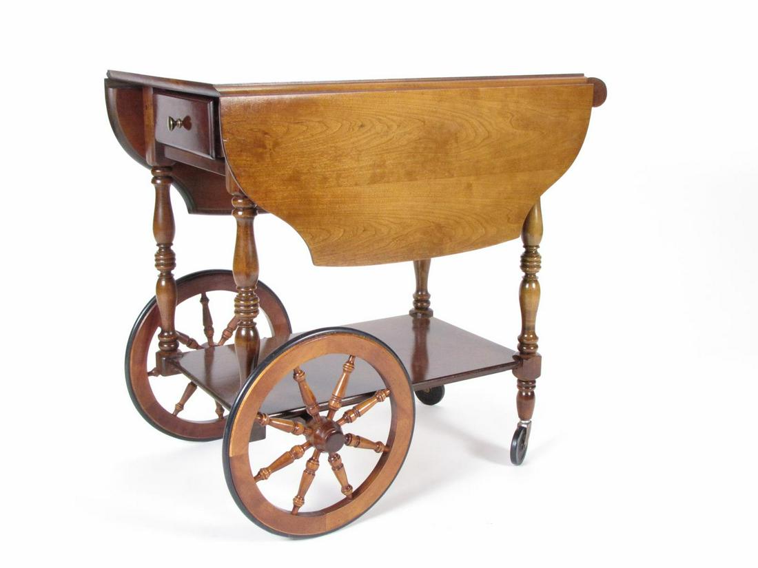 Classic Style Tea Cart: A classic style tea cart, contemporary manufacture, dropleaf, spring hinge, one drawer, 20th century