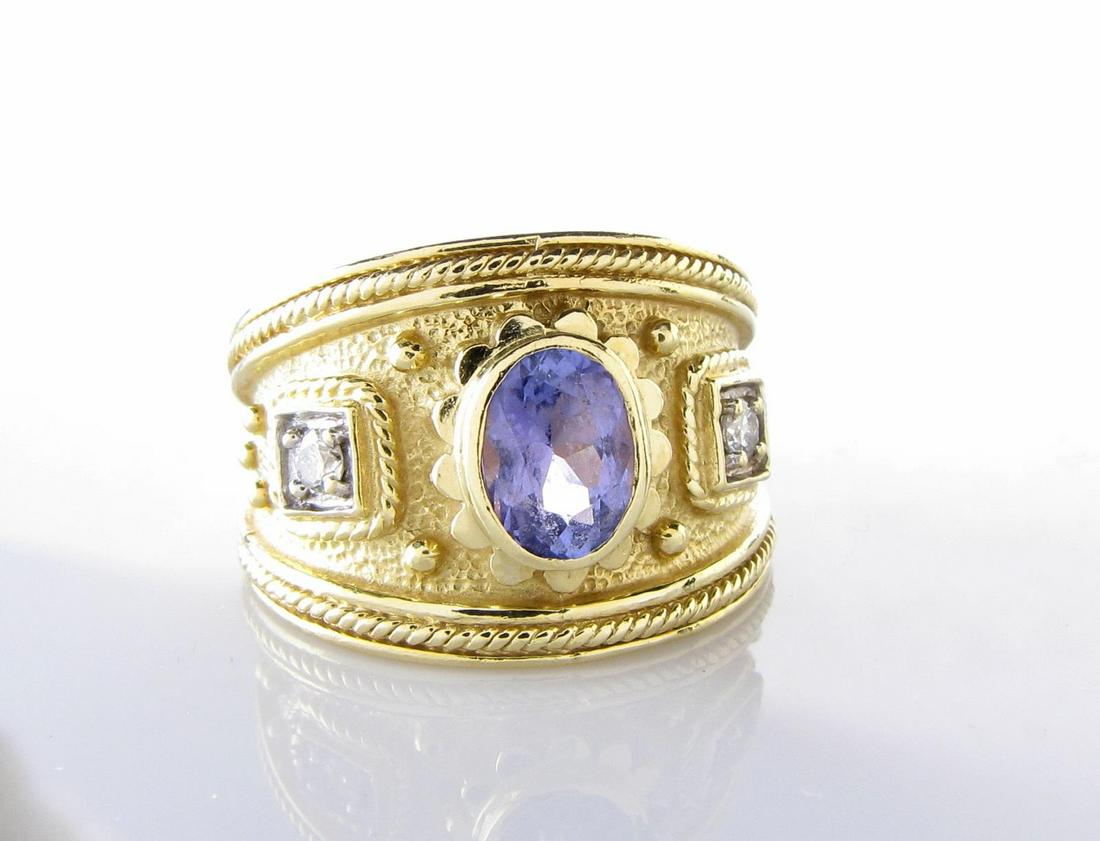 18K Yellow Gold Tanzanite, Diamond Ring (1 of 1)