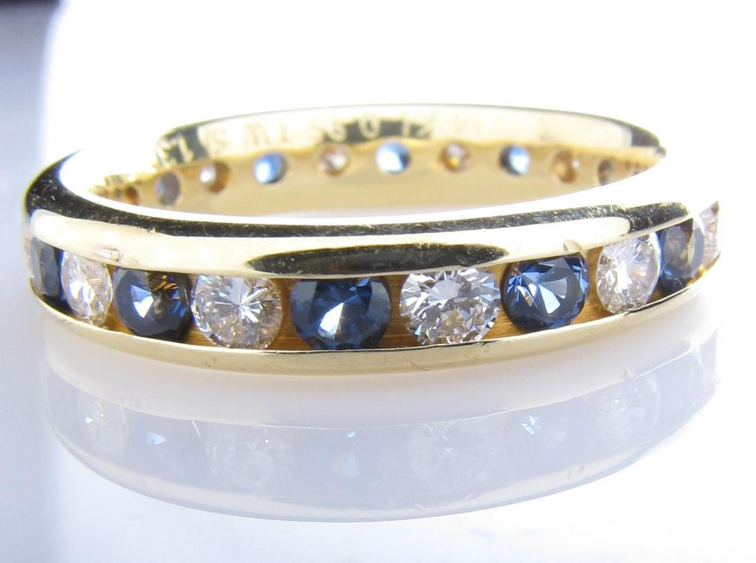 18K Yellow Gold Diamond, Sapphire Eternity Ring (1 of 2)