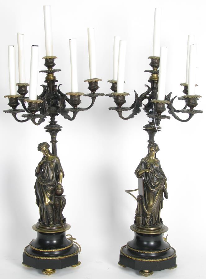Pair of bronze Figural Lamps (1 of 5)