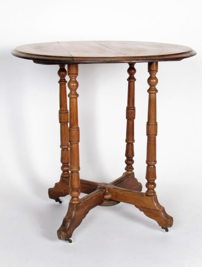 Antique Round Walnut Side Table (1 of 5)