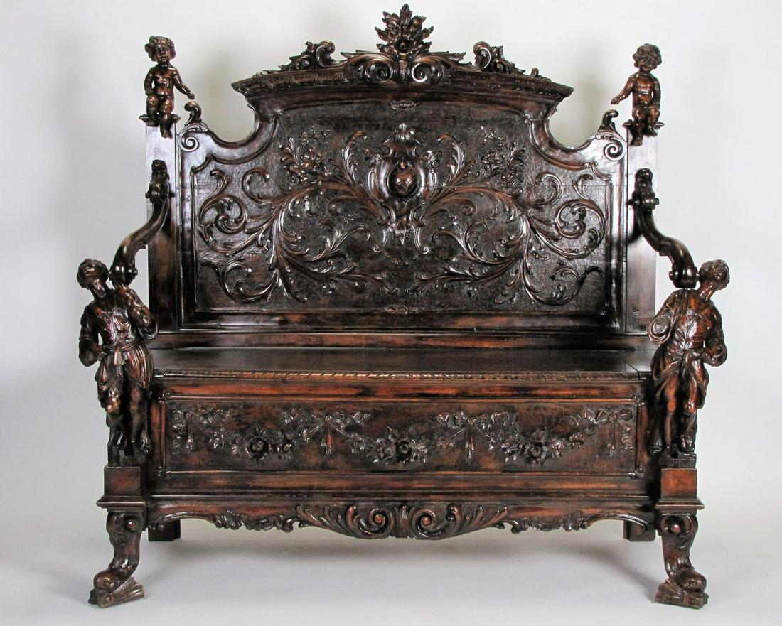 19th C Italian Carved Bench (1 of 8)
