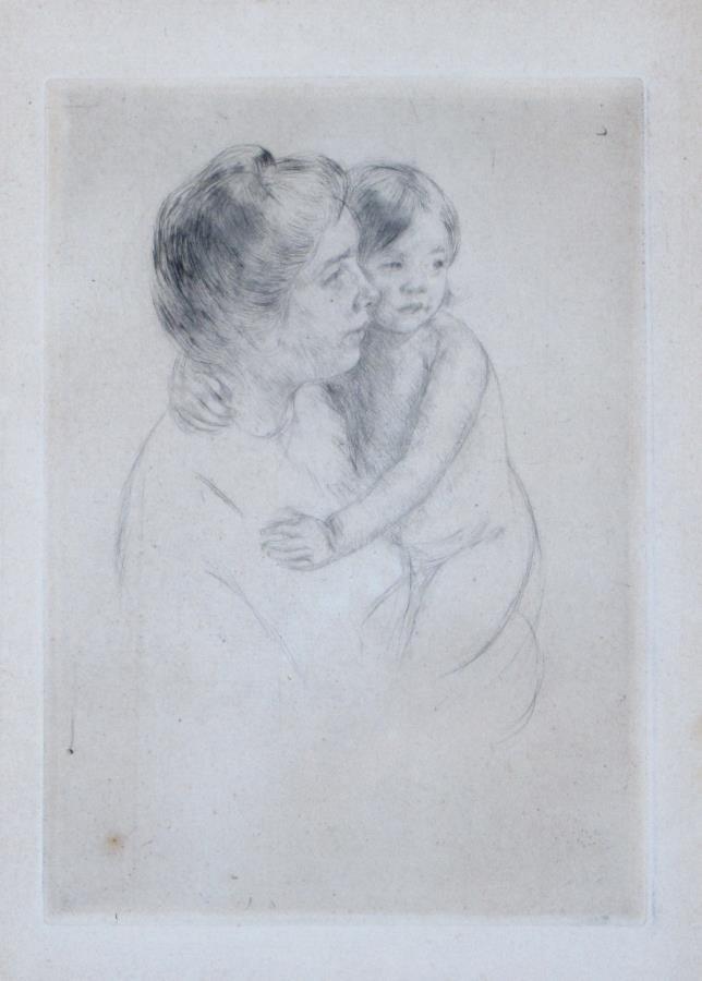 Mary Cassatt Etching, "Antoine Holding Her Child" (1 of 2)