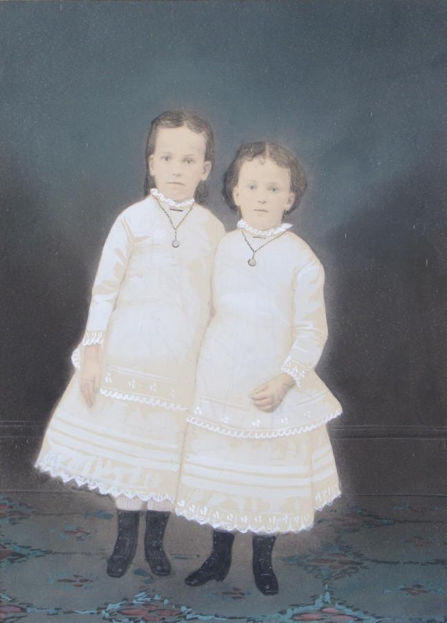 Unsigned 14x11 Watercolor Portrait of Sisters (1 of 2)