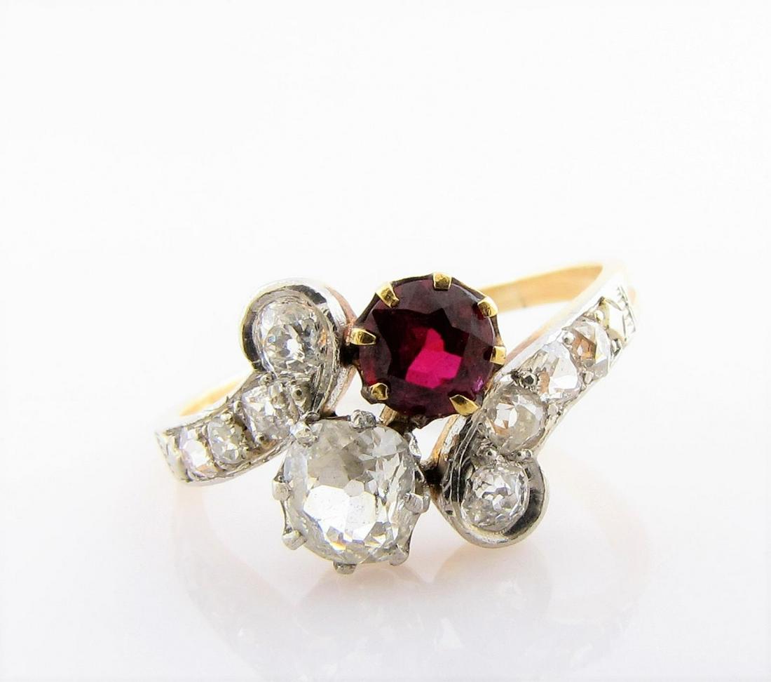 Platinum, 18K Vintage Ruby and Diamond Ring (1 of 1)