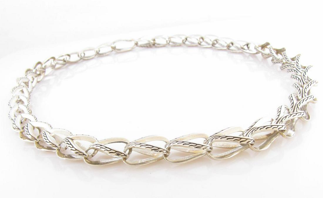 John Hardy Asli Classic Necklace: A NEW John Hardy Asli Classic necklace, 10mm and 17" long, in a sculptural, woven design, twisted and carved design links, high polish, lobster clasp