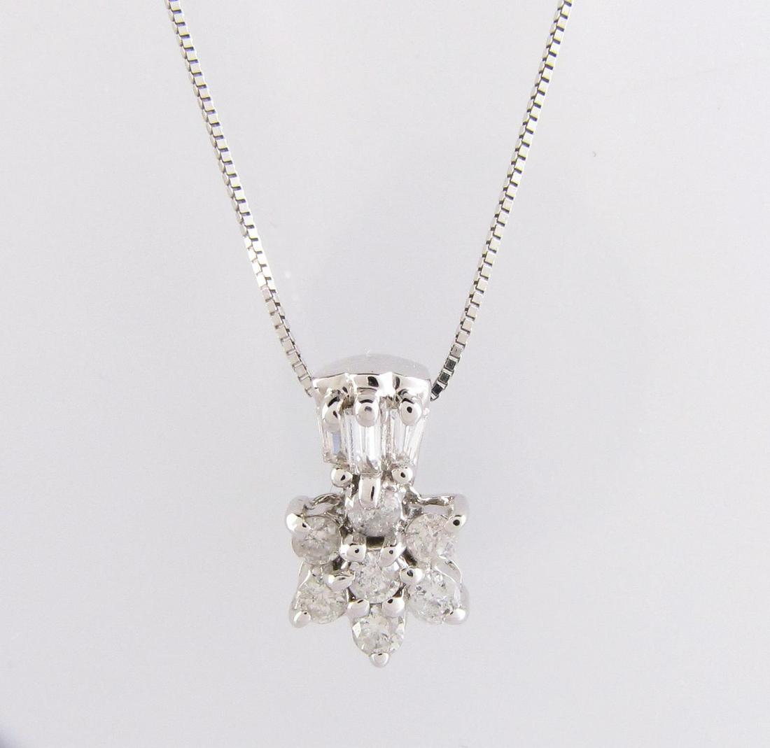 14K White Gold Diamond Flower Pendant (1 of 2)