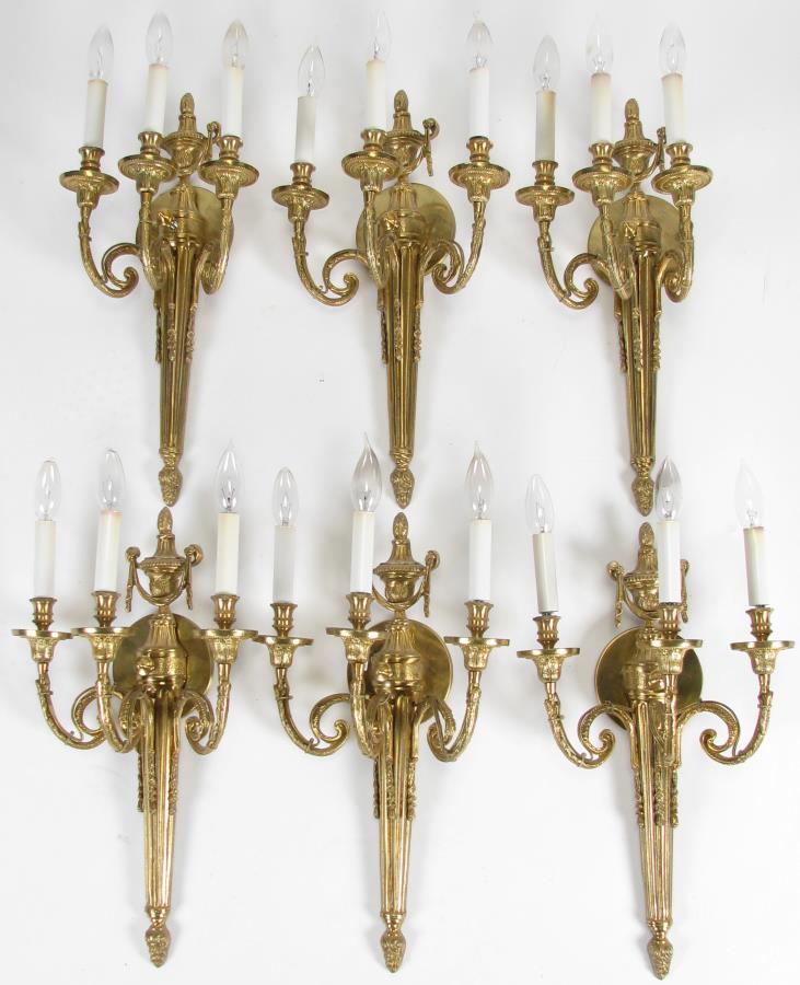 Set of Six, Bronze Wall Sconces (1 of 2)