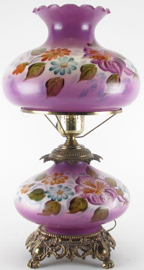 Hand Painted Glass and Metal Table Lamp (1 of 4)