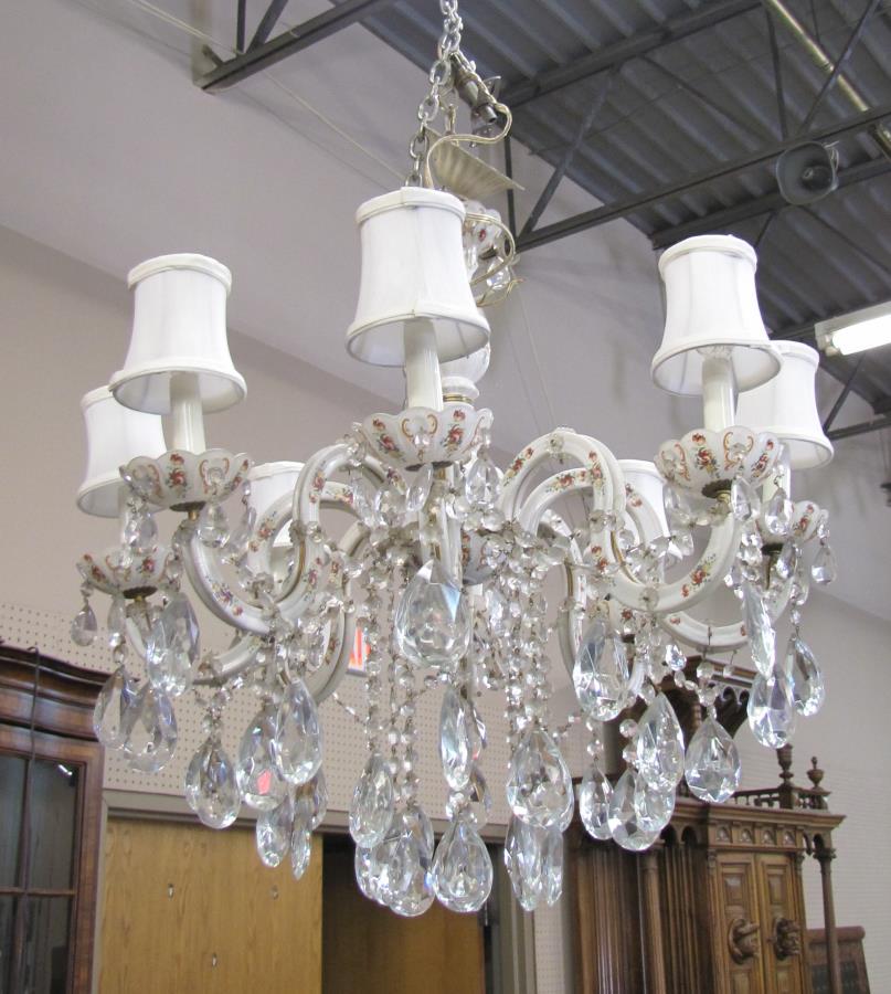 Dresden Style Glass Chandelier (1 of 2)