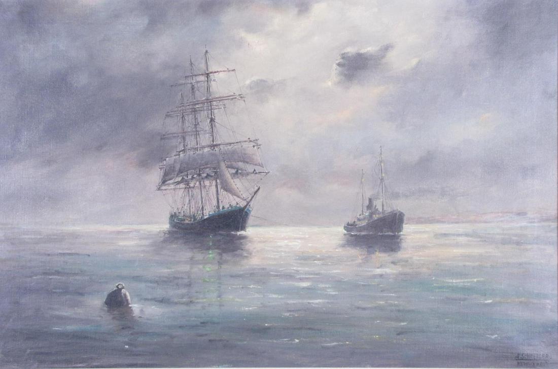 Frank Schneider 20x30 O/C Tugboat and Schooner (1 of 3)