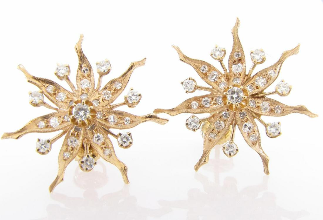 Pr 14K YG Diamond Starburst Earrings (1 of 2)
