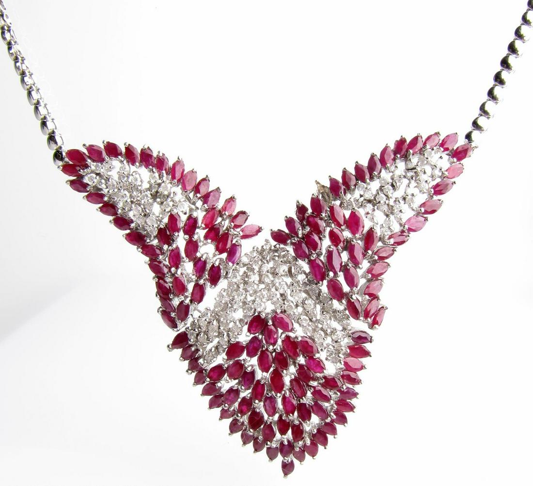 14K White Gold Ruby, Diamond Necklace (1 of 4)
