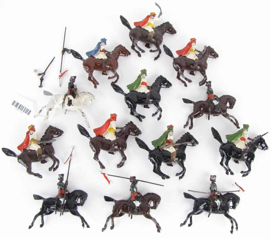 Group of 13 Britains Arabian Cavalry Soldiers: Group of 13 Britains Arabian Cavalry Soldiers, four are missing arms or swords