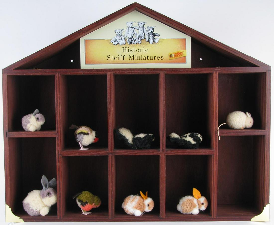 Group of Nine Steiff Miniatures with Wall Display (1 of 9)