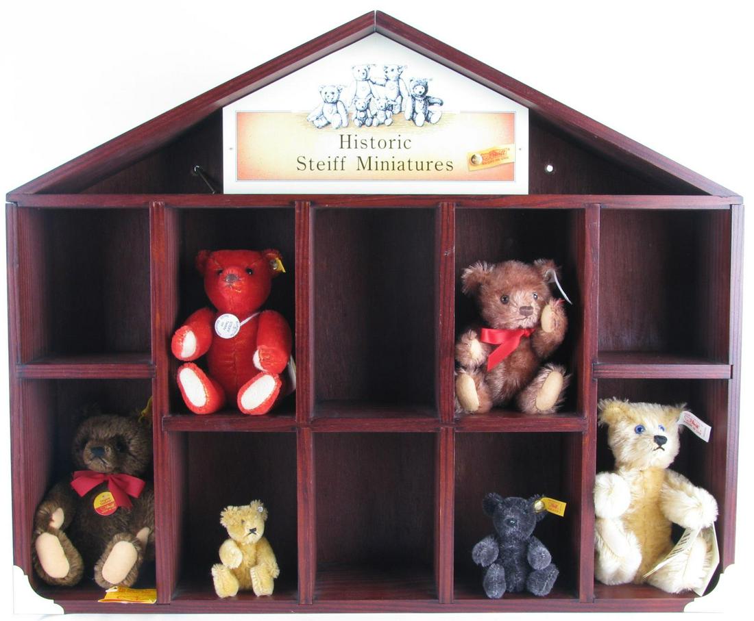 Six Steiff Miniatures in Wall Display (1 of 16)
