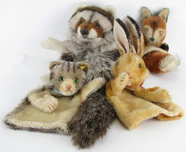6 Vintage Steiff Hand Puppets, Rabbit