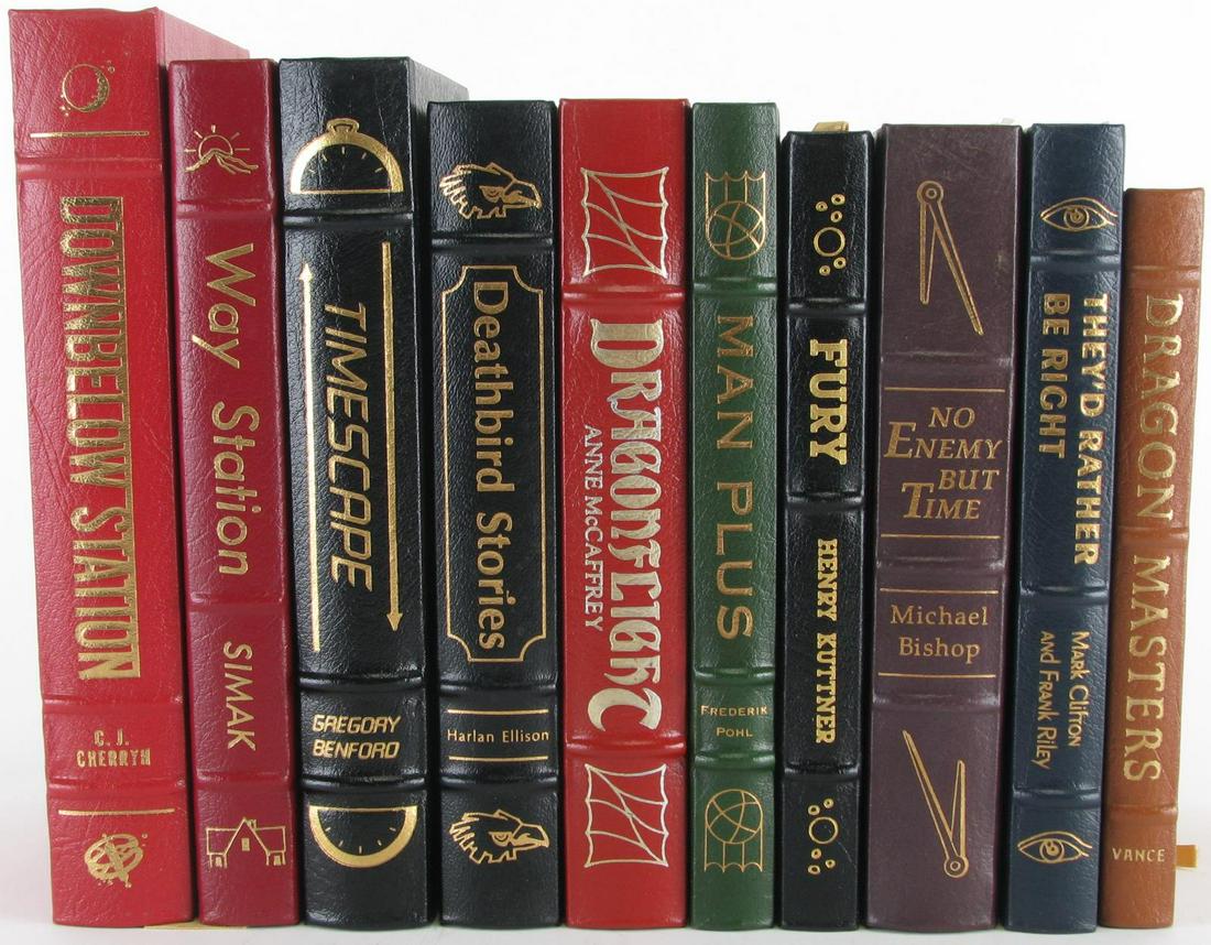 10pc Easton Masterpieces of Science Fiction Books: 10pc Easton Masterpieces of Science Fiction Books, including: "Way Station" by Clifford D. Simak; "They'd Rather Be Right" by Marl Clifton and Frank Riley; "Timescape" by Gregory Benford; "Deathbird S