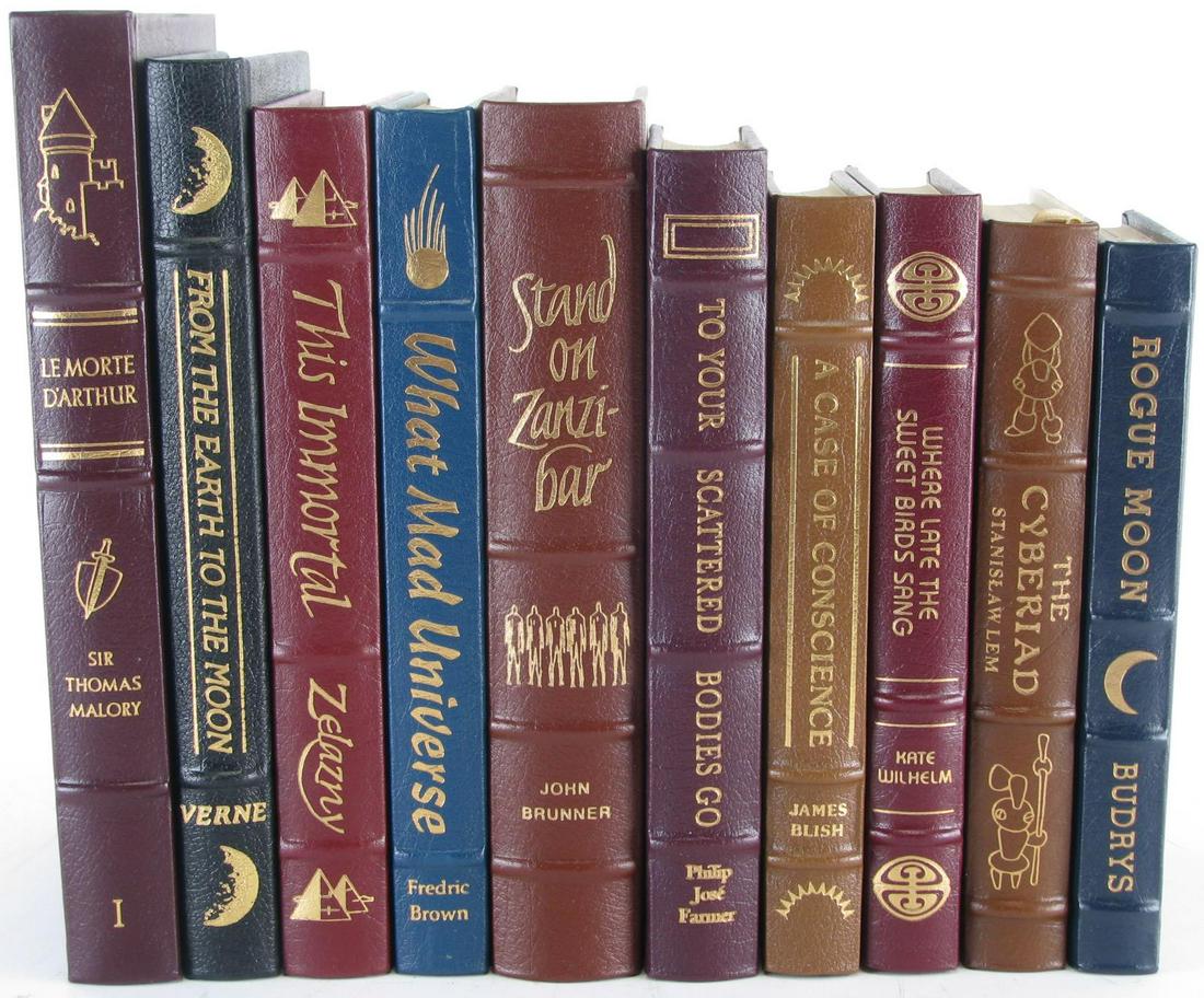 10pc Easton Masterpieces of Science Fiction Books: 10pc Easton Masterpieces of Science Fiction Books, including: "The Cyberiad" by Stanislaw Lem; "This Immortal" by Roger Zelazny; "A Case of Conscience" by James Blish; "Where Late the Sweet Birds Sang
