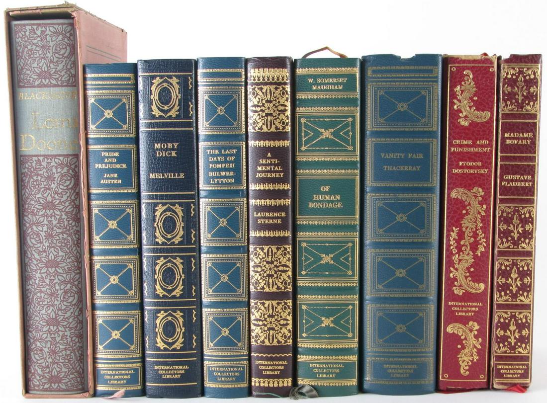 Group of Nine Classic Novels: Group of Nine Classic Novels, including eight International Collectors Library: "Pride and Prejudice" by Jane Austen, ; "Moby Dick" by Herman Melville, "Of Human Bondage" by W. Sommerset Maugham, "A S