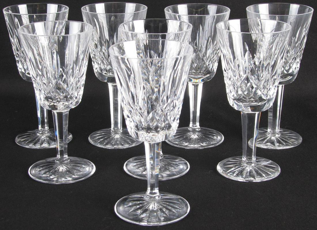 Eight Waterford 'Lismore' White Wine Glasses: Eight Waterford 'Lismore' White Wine Glasses , all hallmarked, 5.5" high