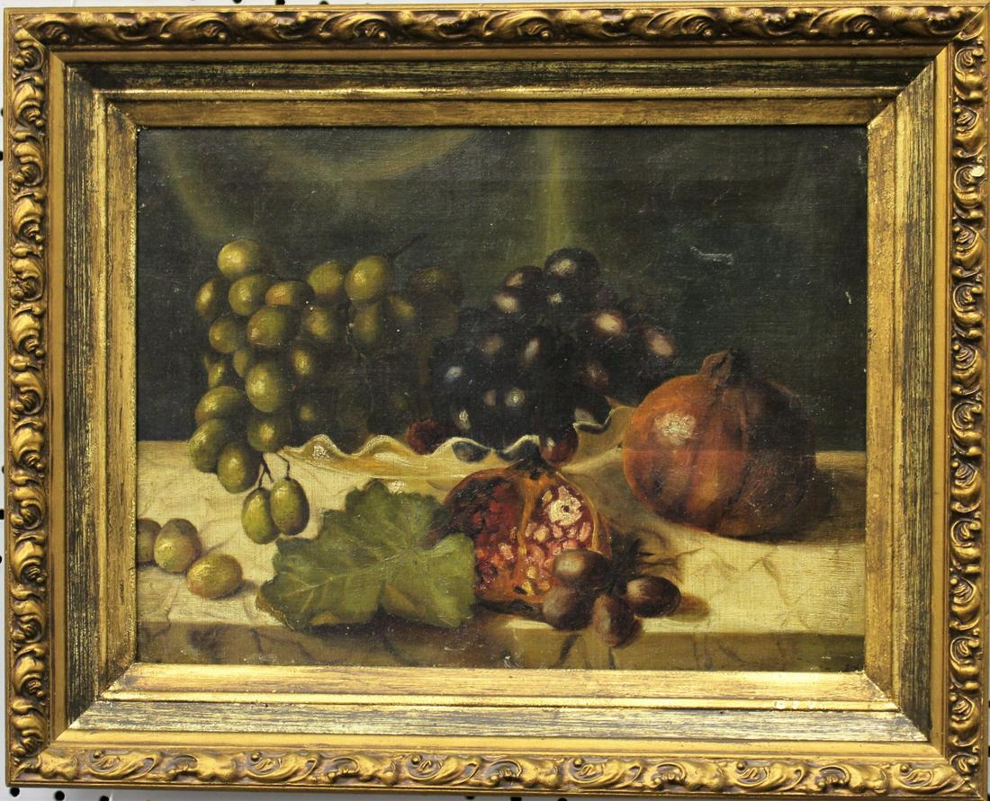 Unsigned Antique 12x16 O/C Still Life, Pomegranate (1 of 3)