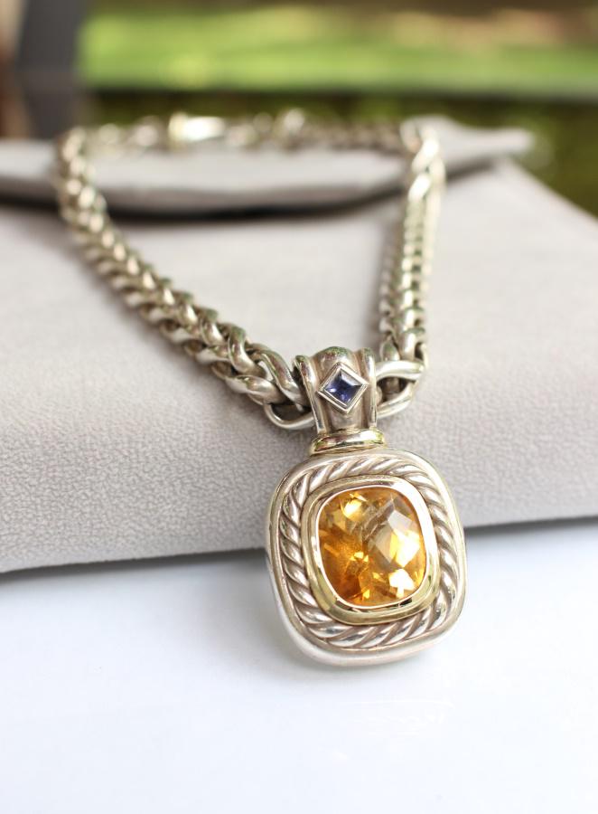 David Yurman Citrine Albion Pendant with Sapphire (1 of 5)