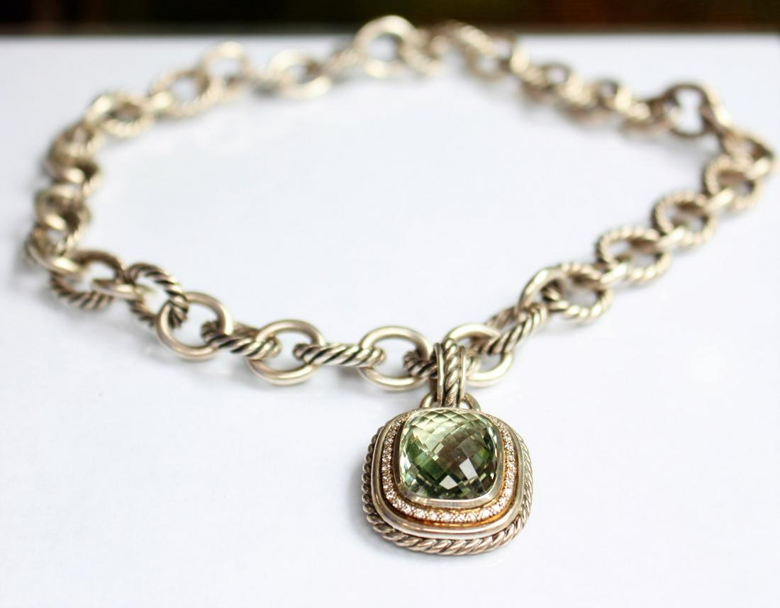 David Yurman Link Necklace with Prasiolite/Diamond (1 of 4)