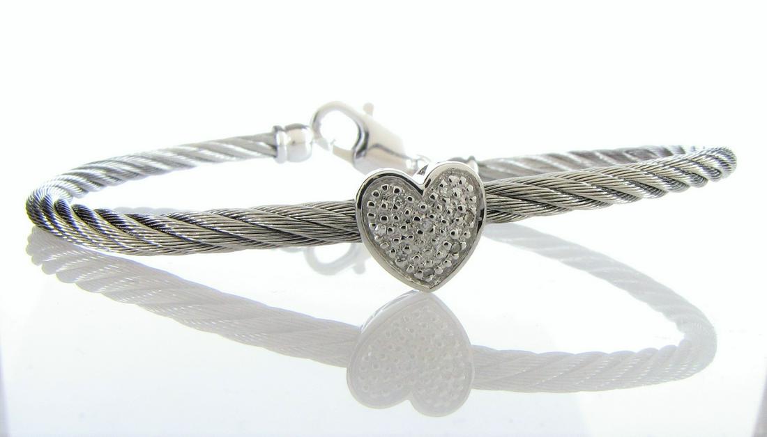 Sterling, Steel, Diamond Heart Bracelet (1 of 2)
